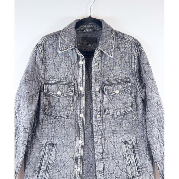 BLANKNYC Womens Jacket Gray Button Up Quilted Shacket Acid Wash Outdoor Small - Picture 6 of 9
